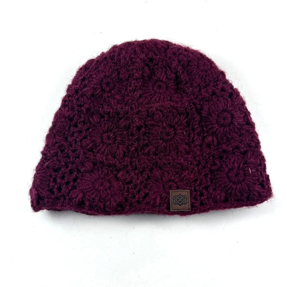 Sherpa‎ Adventure Gear Beanie Womens OS Purple Lambswool Crochet Hat